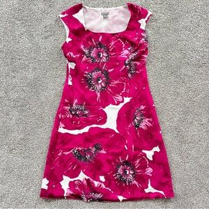 Ann Taylor Pink Floral Dress Size 4 Petite